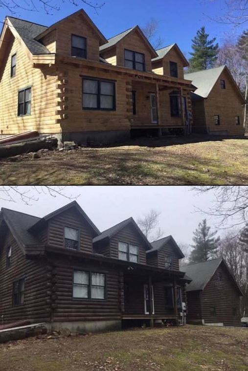 Log Home Media Blasting Before and After